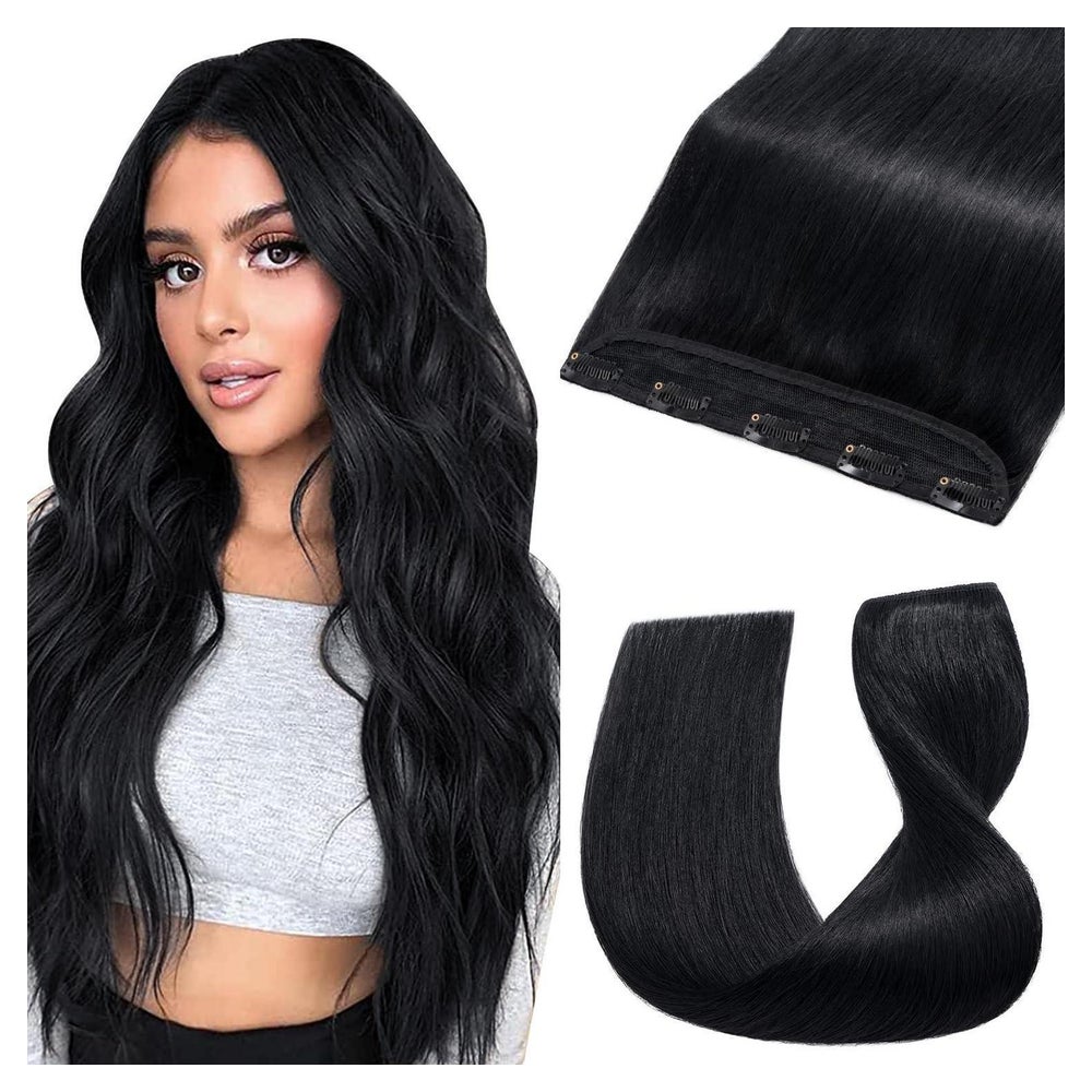 Clip in Extensions Echthaar Remy Tresse 60 cm (60 g) #1 Lack 1 St