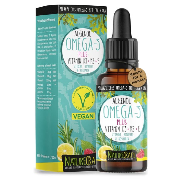 NatureCraft Vegan Algenöl Omega 3 Plus 20 ml