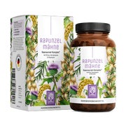 Produktabbildung: Haarwurzel Komplex aus Hirse, Gerstengras & Rosmarin vereint mit Aminosäuren, Biotin, Selen, Molybdän, Vitamin B6 & B5 - RAPUNZELMÄHNE - 120 vegane Kapseln - NATURTREU® 120 St