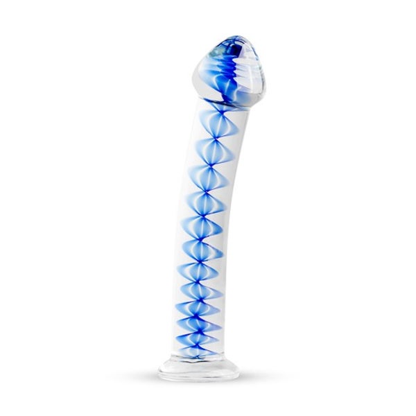 Handgefertigter Glas-Dildo, Blaue Spirale, Hygienisch (1 Stück) 1 St