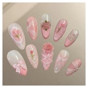 24er Set Y2K Nail Art Falschnagel Cute Almond 3D Charms Glit 1 St