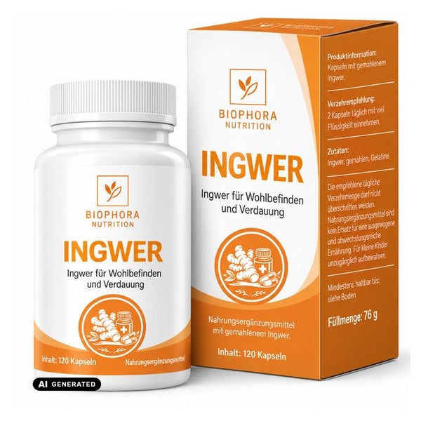 BIOPHORA Ingwer Kapseln | Hochdosiert mit 1000 mg Tagesdosis 120 St