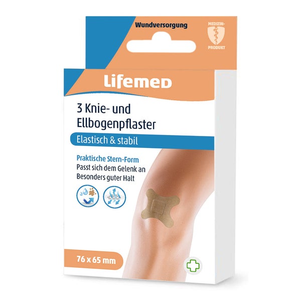 Lifemed Knie-ellbogenpflaster 7.6x6.5 Hautf. Allr. 3 St