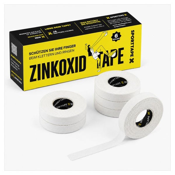 SPORTTAPE6 Rollen Klettertape 1,25 cm x 10 m - weiß 6 St