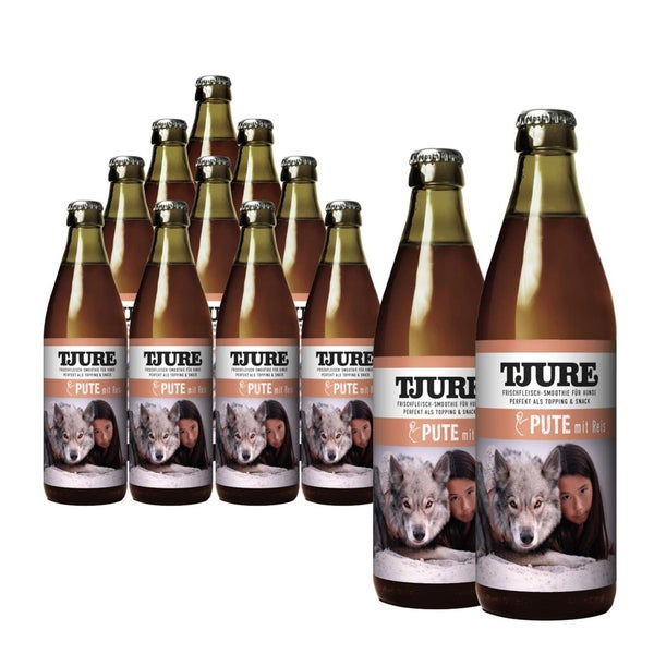 Tjure Hund - Pute und Reis - Spar Aktion 10 + 2 | bestes Putenfleisch | frisches Gemüse 3840 ml