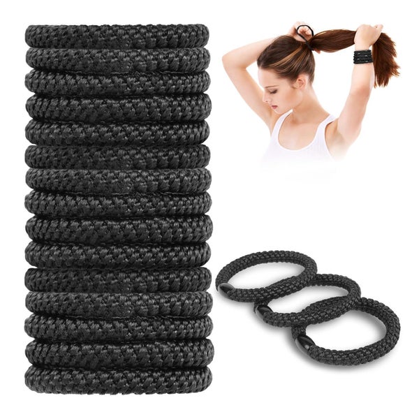 15 Stück Schwarze Elastische Haarbänder Zopfgummi für Damen, 1 St