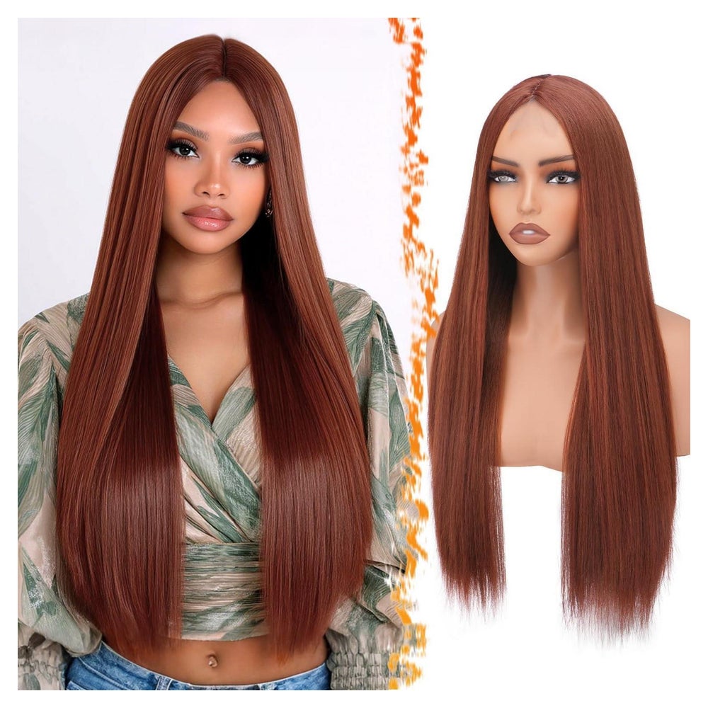 Perücke Gerade Mittelscheitel Damen Synthetisch Auburn 71cm 1 St