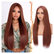 Perücke Gerade Mittelscheitel Damen Synthetisch Auburn 71cm 1 St