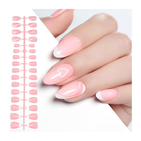 Press On Nägel Gel Kurze Mandel French Full Cover 160pcs J 1 St