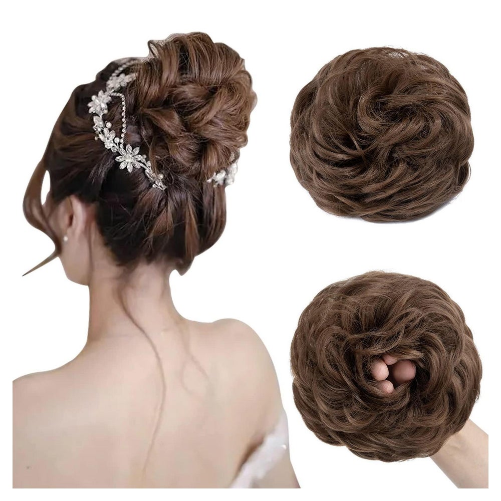 Haarteil Echthaar Gummiband Dutt Haargummi Hair Bun 55 g Hel 1 St