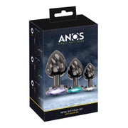 ANOS - Analplug-Set aus Metall mit Schmucksteinen
