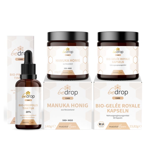 bedrop Bleib Stark-Set | Propolis Tinktur, Gelee Royal Kapseln & Manuka Honig 164 g