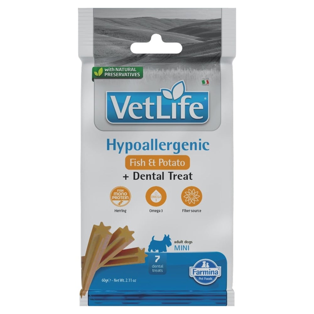 FARMINA Vet Life Dental Treat Hypoallergenic Fish Mini (7 pcs ) dentale Leckerei für kleine Hunderassen 0,06 kg