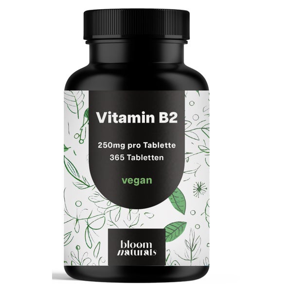 Vitamin B2 250 mg - 365 Tabletten - Bloom Naturals 365 St