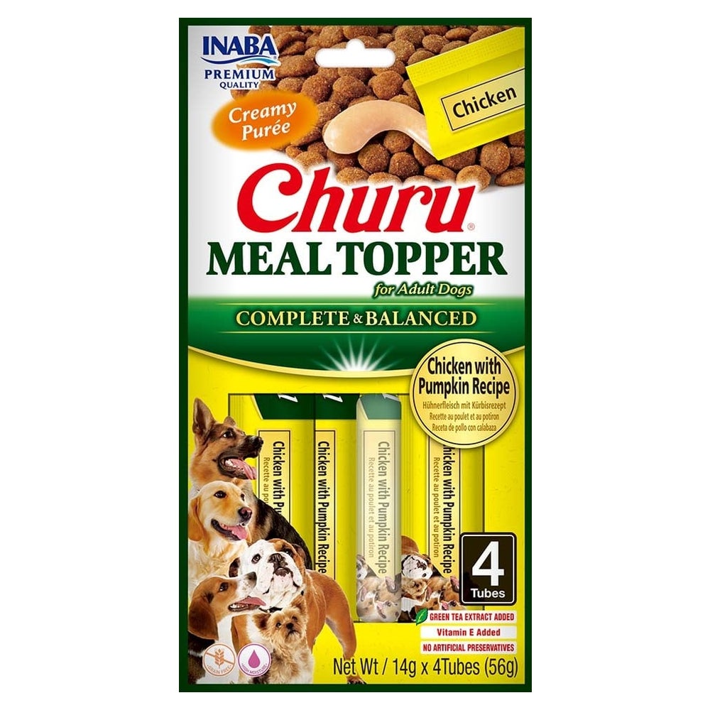 INABA Dog Meal Topper Chicken Pumpkin 4x14 g cremiger Zusatz von Huhn und Kürbis für Hundefutter 0,056 kg