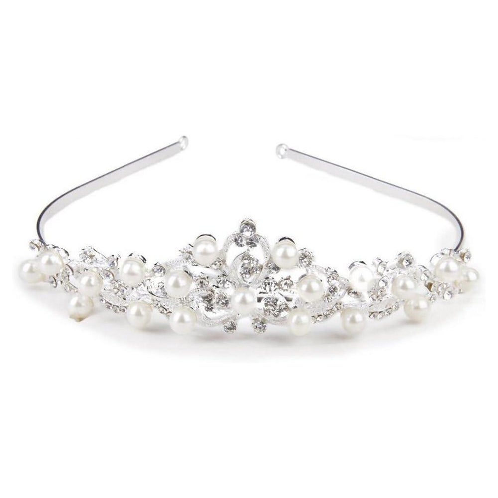 Silber Kristall Perle Diadem Hochzeit Braut Haarband 1 St
