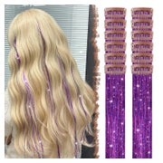 Haartinsel Clipin 12 Haarsträhnen Glitzer 50cm Mädchen Lila- 1 St