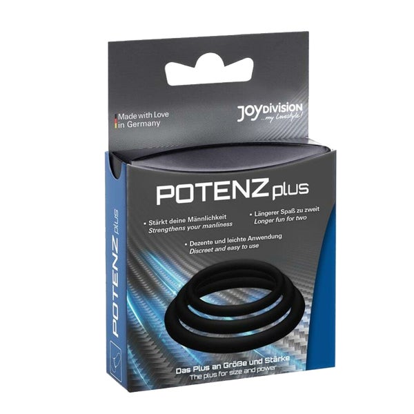 POTENZplus Ringe schwarz 3er Set Silikon elastisch, 3 Größen (1 Stück) 1 St