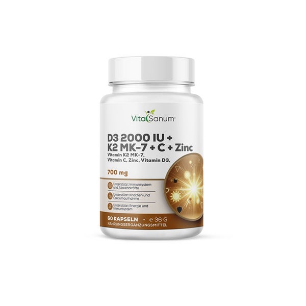 VitaSanum® - D3 2000 IU + K2 MK-7 + C + Zinc – 60 Kapseln  St