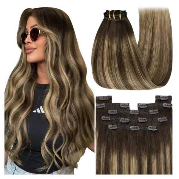 Extensions Clipin Echthaar Ombre 1-Clip-4-#4 27 4 35 cm-120g 1 St
