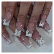 Square French Tip Press on Nails mit Strass und Schleifendes 1 St