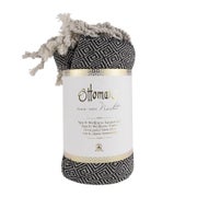 GREENDOOR Hamam Tuch Rautenmuster schwarz 1 St