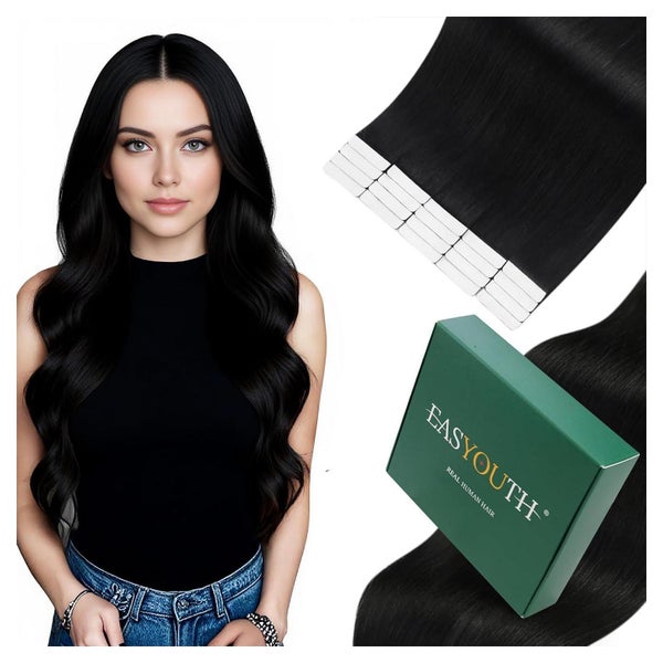 Extensions Tape Invisible Echthaar Remy Schwarz Double 1-20 1 St