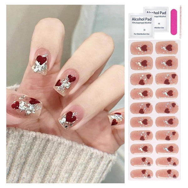 Nagelfolie UV Gel Full Wraps Nagellackstreifen 20 Pcs Rote H 1 St