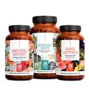 Wechselwohl Paket:Yamswurzel + Baldrian, Calcium + Vitamin C & Coenzym Q10 in einem veganen Bundle - WECHSELWUNDER, KNOCHENSTARK & GLANZLEISTUNG - NATURTREU® 193.1 g