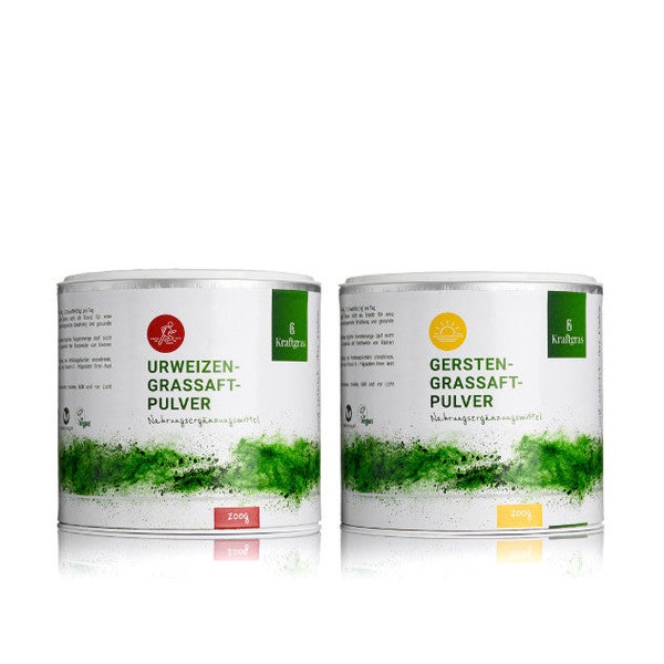 Kraftgras Kombi Bio Urweizengrassaftpulver + Gerstengrassaftpulver