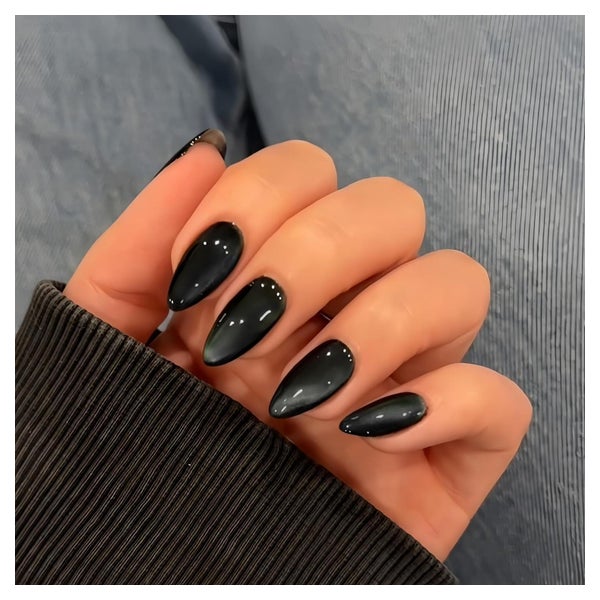 Fingernägel Press On Cat Eye Schwarz Acryl Mandel 30 Stück n 1 St