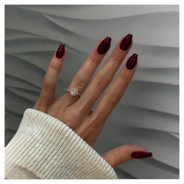 Nägel Press On Mandel Kurz Ballerina Jelly Gel Sarg Burgunde 1 St