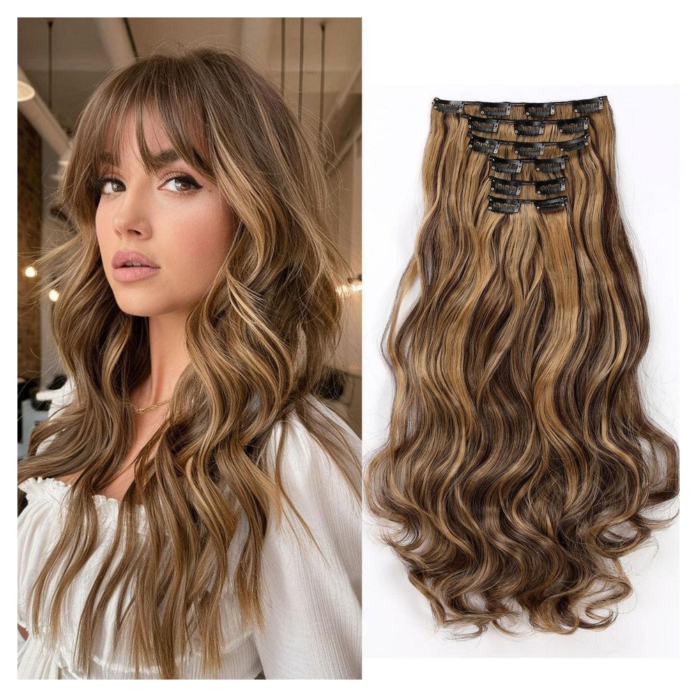 Clip in Extensions Haarverlängerung 48 cm Mittel braun & Dun 1 St