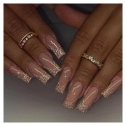 Kunstnägel 24 Nude Sarg Ballerina French Gold glitter&amp;go 1 St