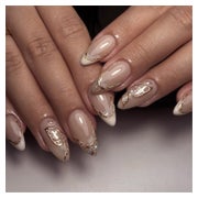Falsche Nägel 24 3D Gold Glitzer Mandel 12 Größen design-3 1 St