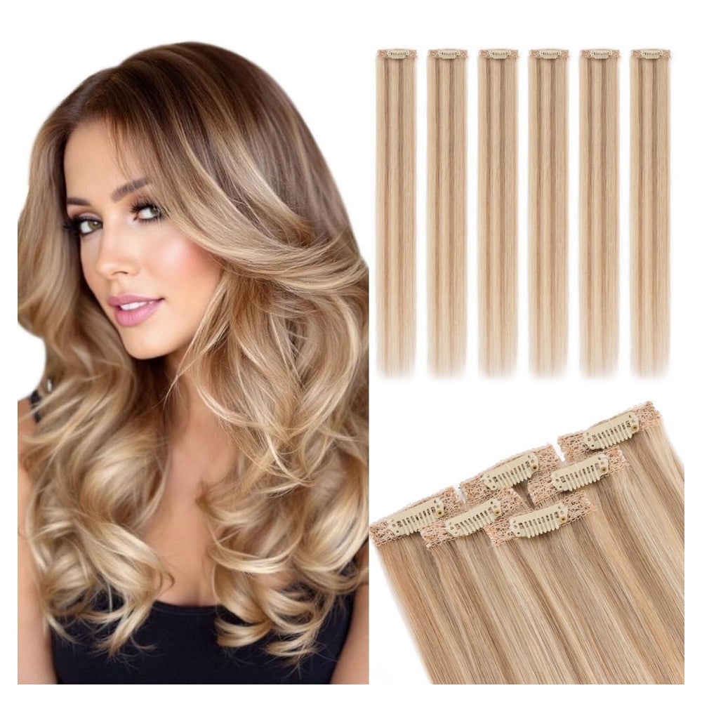 Clip In Extensions Echthaar 6 Stück 12P613 Goldbraun&blond 2 1 St