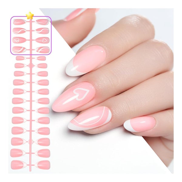 Nägel PressOn Gel X French Mandel Tips 160 12 Größen D 1 St