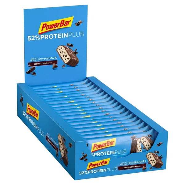 PowerBar Protein Plus 52% Cookies&Cream - High Protein Low Sugar Riegel 20 St