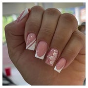 Künstliche Fingernägel French Weiß Square 3D Glitzer Blumen 1 St