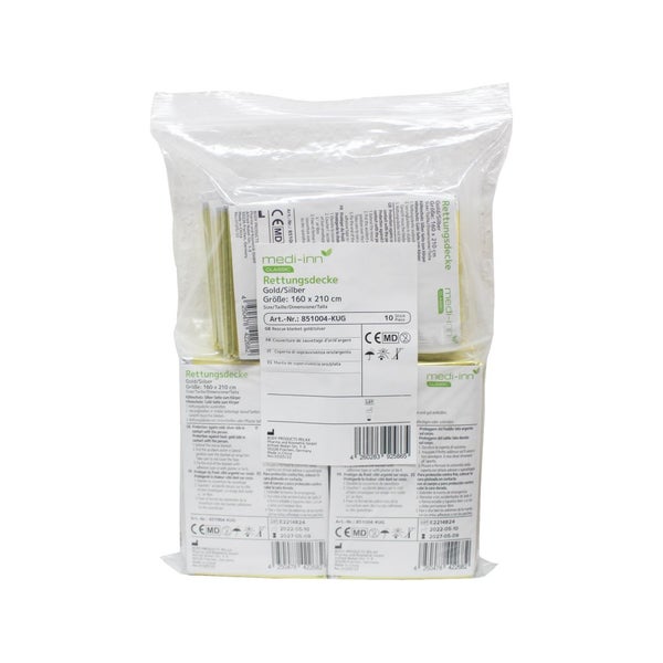 Medi-Inn Rettungsdecke Rettungsfolie gold | silber 160 x 210 cm 10 St