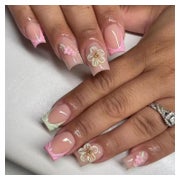 Press on Nails Square Grün Rosa French 3D Blumen FC-C4 1 St