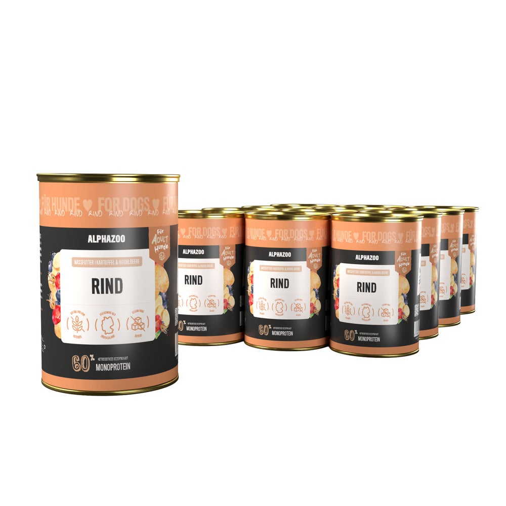 Monoprotein Rind Nassfutter für Hunde 12er 4800 g
