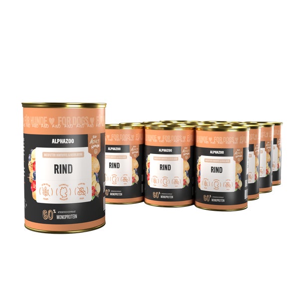 Monoprotein Rind Nassfutter für Hunde 12er 4800 g