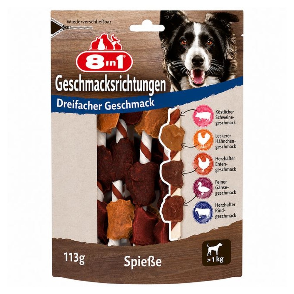 8in1 Triple Flavour Skewers Kaustangen für Hunde Beutel 1 St