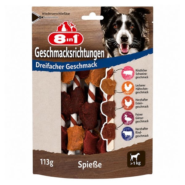8in1 Triple Flavour Skewers Kaustangen für Hunde Beutel 1 St