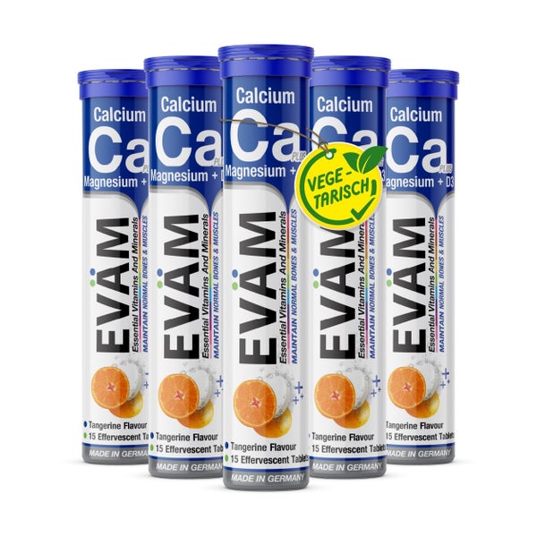 Calcium Magnesium D3 Komplex Brausetabletten vegan 5er Pack 75 St