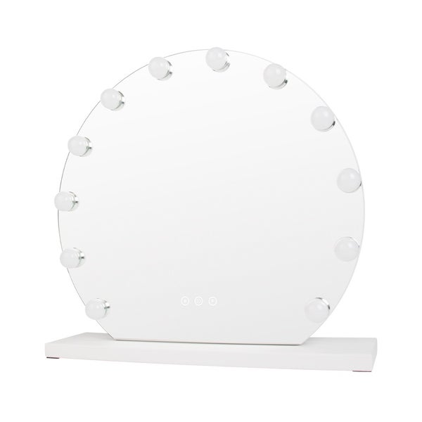 UNIQ London Runder Hollywood-Schminkspiegel mit 12 LED-Lampen - Weiß