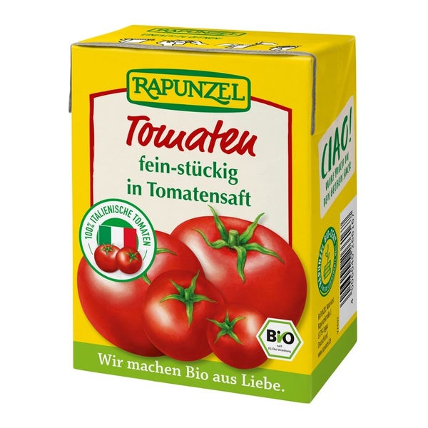 Rapunzel - Tomaten fein-stückig in Tomatensaft im Tetra Pak 390 g
