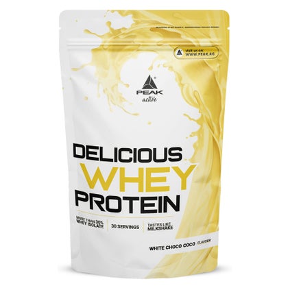 PEAK Delicious Whey Protein - 900g - Geschmack White Choco Coco ...