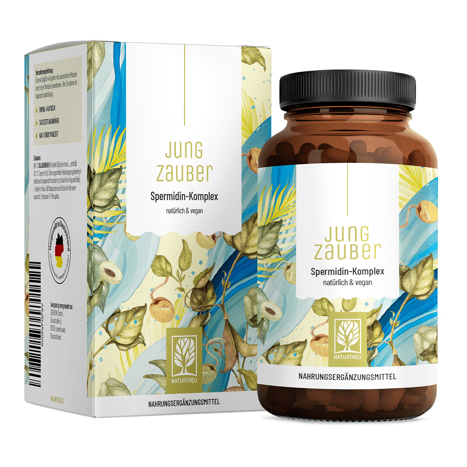 Produktabbildung: Spermidin-Komplex hochdosiert mit Bifidobakterien, Vitamin B6 und L-Arginin - JUNGZAUBER - 120 vegane Kapseln - NATURTREU® 120 St